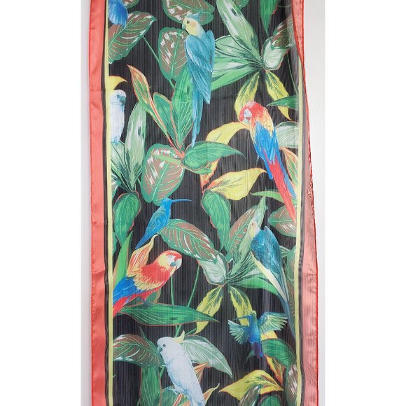 Vince Camuto Parrot Tropical Bird Scarf Semi-sheer NWT - Picture 7 of 8